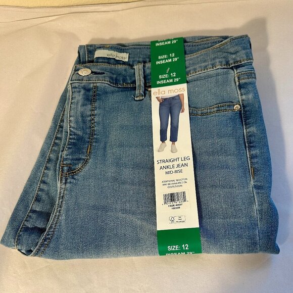 New Ella Moss Mid Rise Jeans Women's Size 12 Blue Slim Straight Leg Ankle Jean - Picture 13 of 13